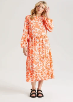 Urban Bliss Orange Floral Smock Dress