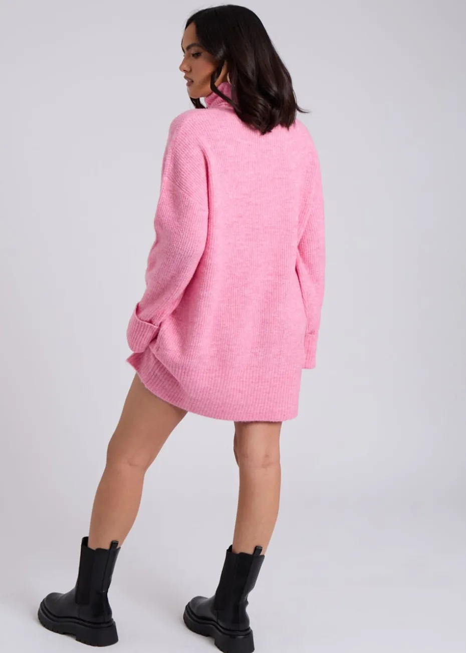 Urban Bliss Pink Mini Roll Neck Dress