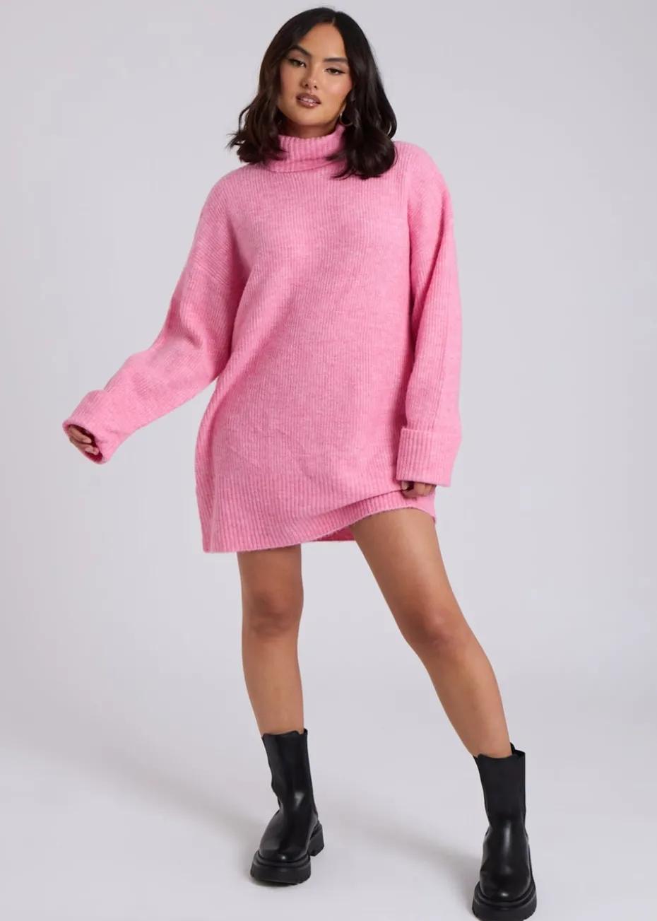 Urban Bliss Pink Mini Roll Neck Dress