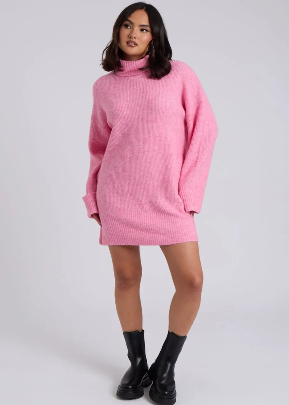 Urban Bliss Pink Mini Roll Neck Dress