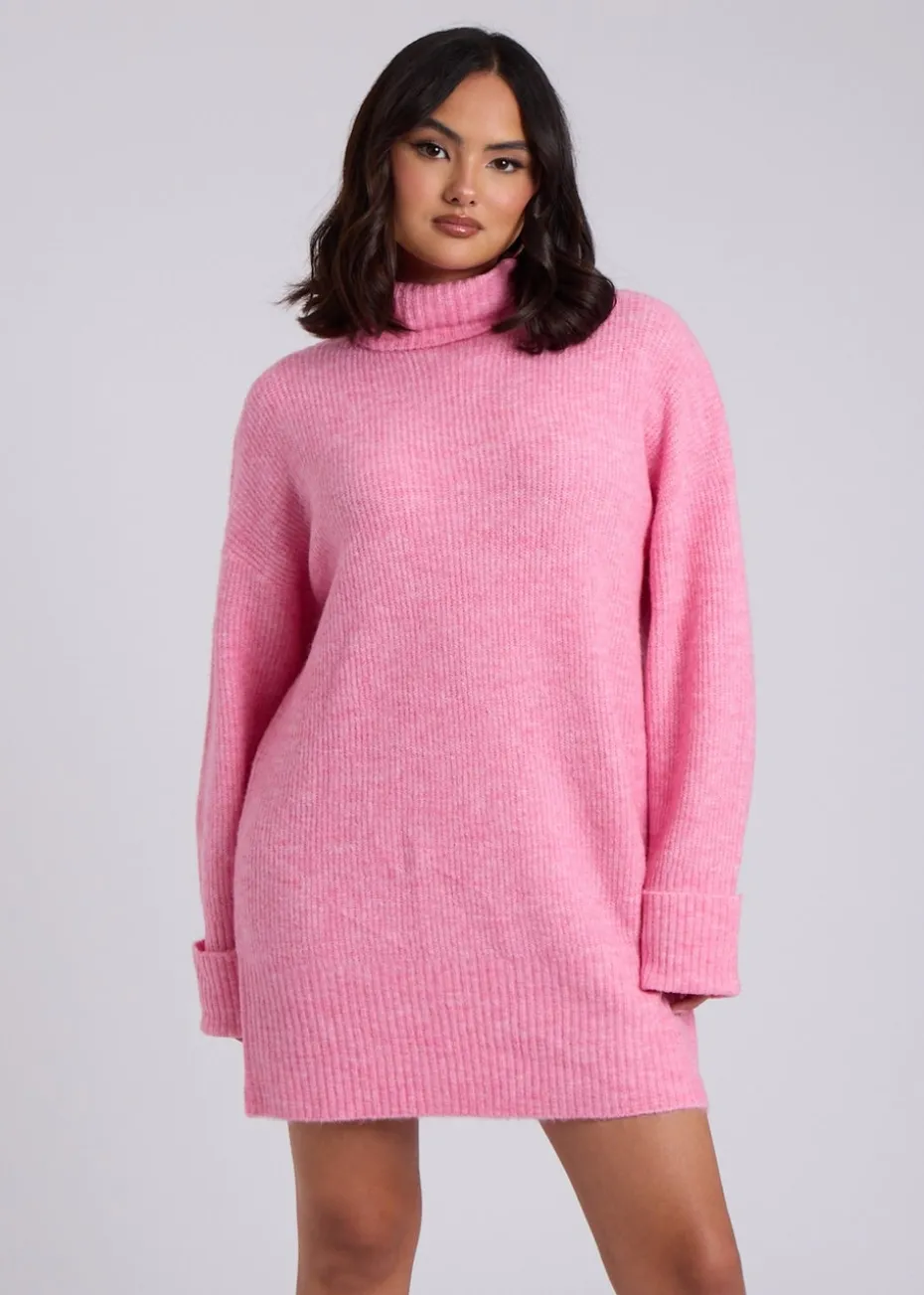 Urban Bliss Pink Mini Roll Neck Dress