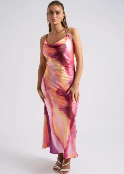 Urban Bliss Pink Tie Dye Cross Back Slip Dress