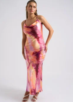 Urban Bliss Pink Tie Dye Cross Back Slip Dress