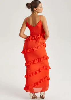 Urban Bliss Red Ruffle Maxi Dress