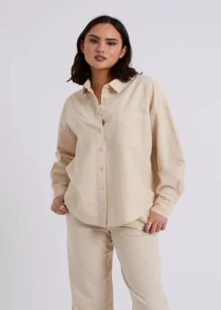 Urban Bliss Stone Linen Blend Oversized Shirt