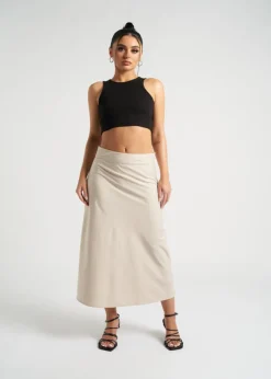 Urban Bliss Stone Satin Bias Cut Midi Skirt