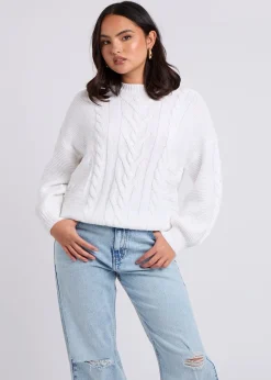 Urban Bliss White Cable & Textured Crew Jumper