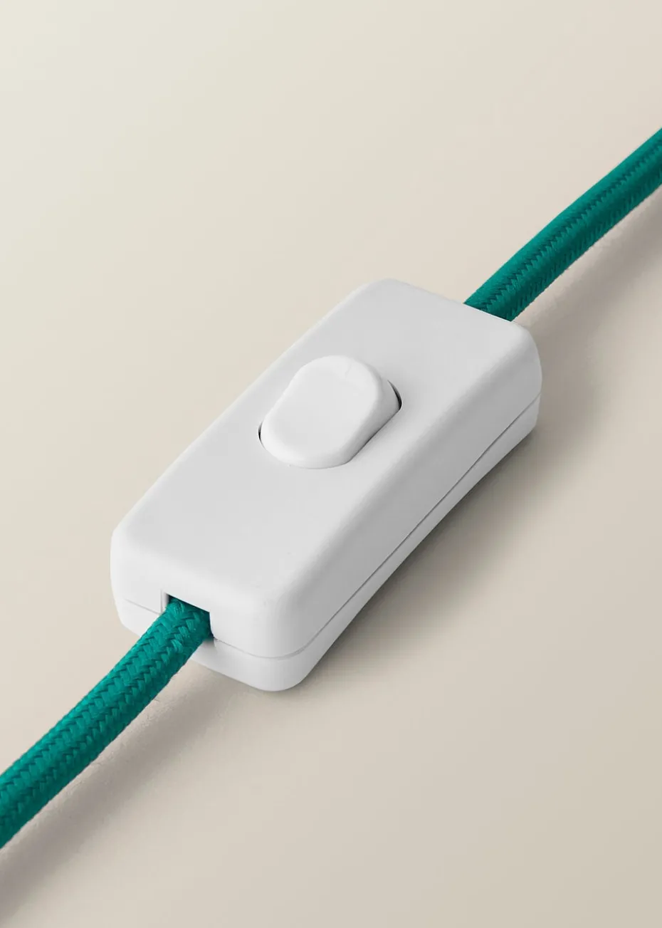 ValueLights Aida Natural Linen Tall Lamp Bright Green Bubble Glass Table Lamp