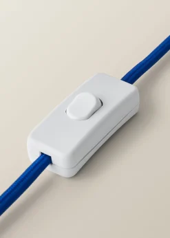 ValueLights Aida Natural Linen Tall Lamp Shade Blue Bubble Glass Table Lamp