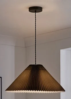 ValueLights Akira  Black Pendant Light with Grey Tapered Shade (113cm x 53cm x 53cm)