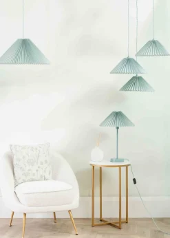 ValueLights Akira Blue Table Lamp with Blue Tapered Shade (48.5cm x 34.5cm x 34.5cm)