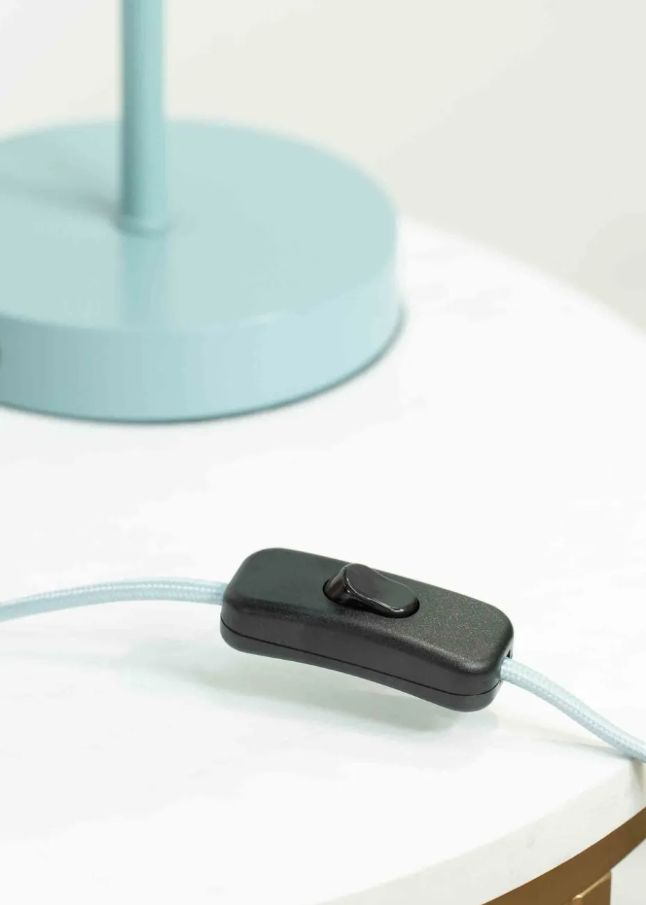 ValueLights Akira Blue Table Lamp with Blue Tapered Shade (48.5cm x 34.5cm x 34.5cm)