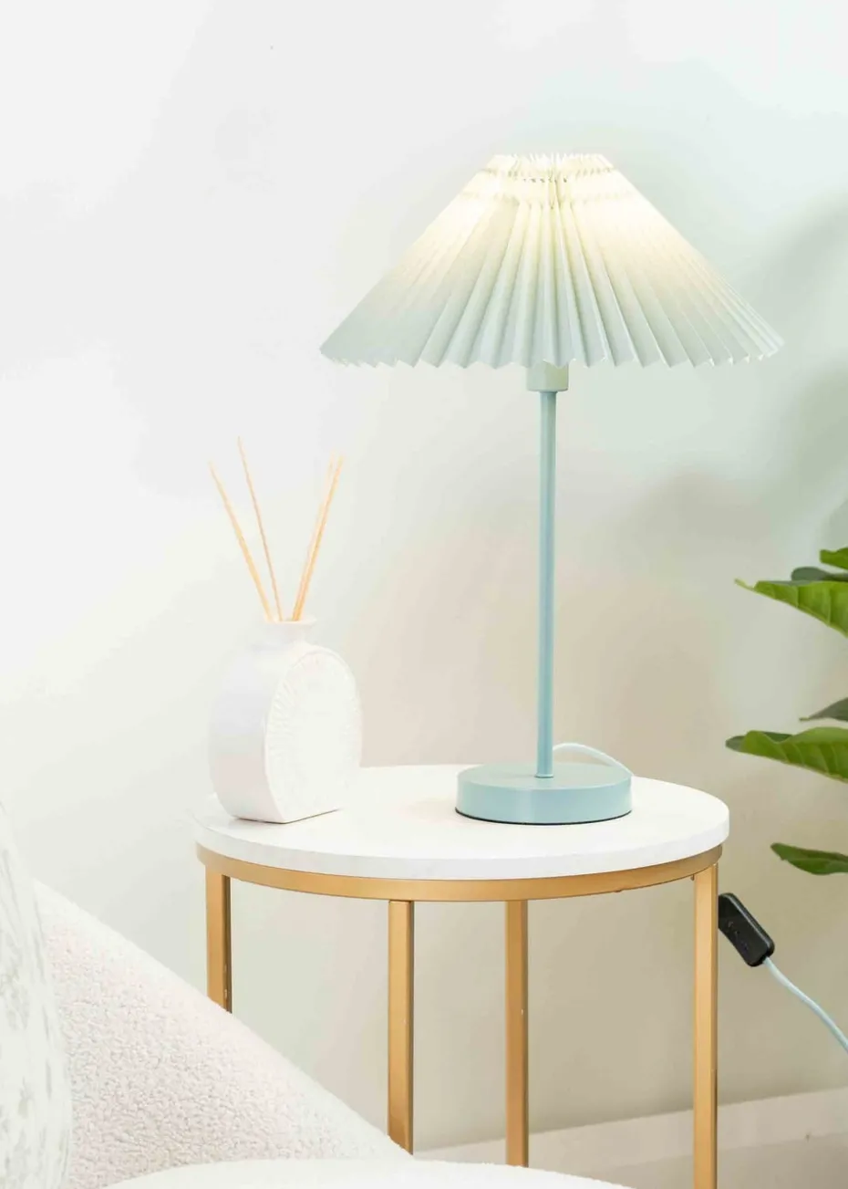 ValueLights Akira Blue Table Lamp with Blue Tapered Shade (48.5cm x 34.5cm x 34.5cm)