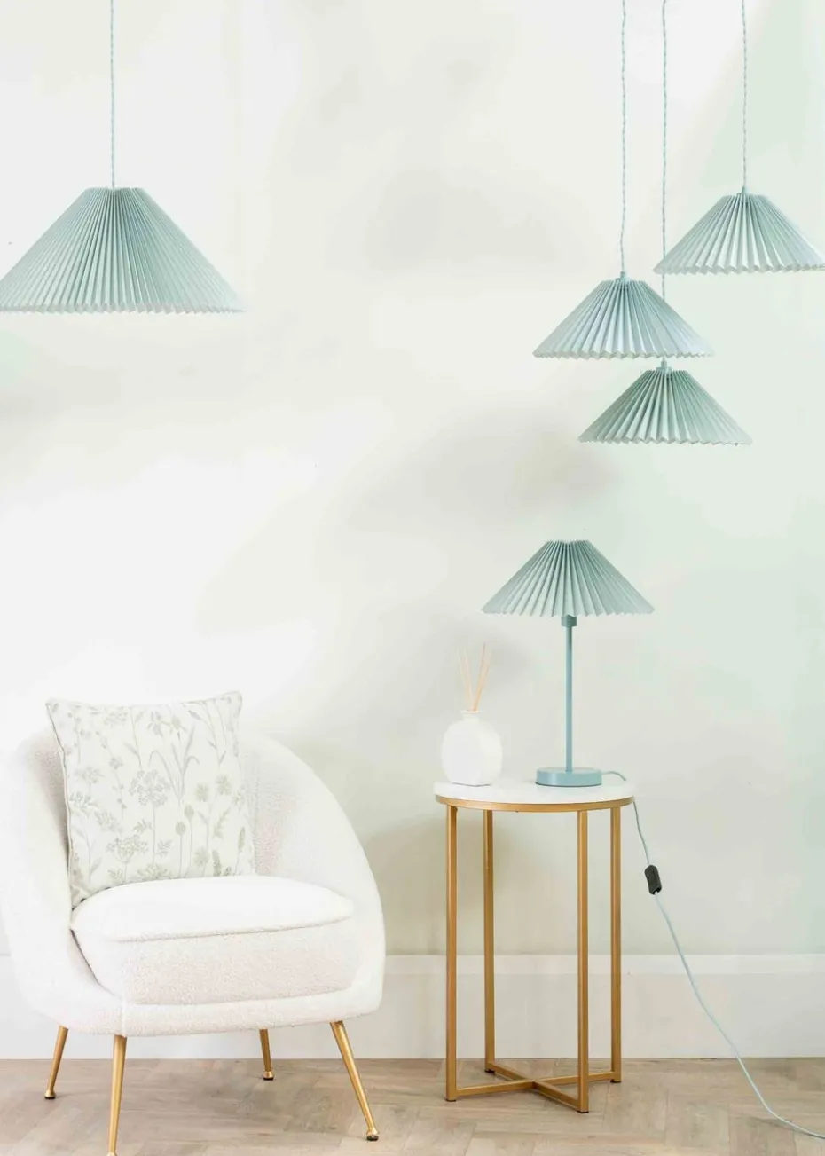 ValueLights Akira Blue Table Lamp with Blue Tapered Shade (48.5cm x 34.5cm x 34.5cm)