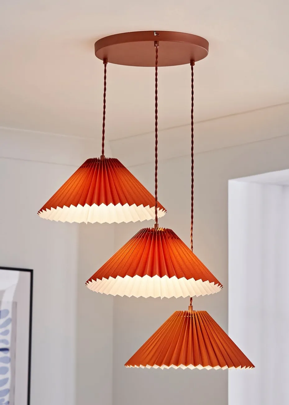 ValueLights Akira Orange Pendant Light with Orange Tapered Shade (111cm x 57cm x 57cm)