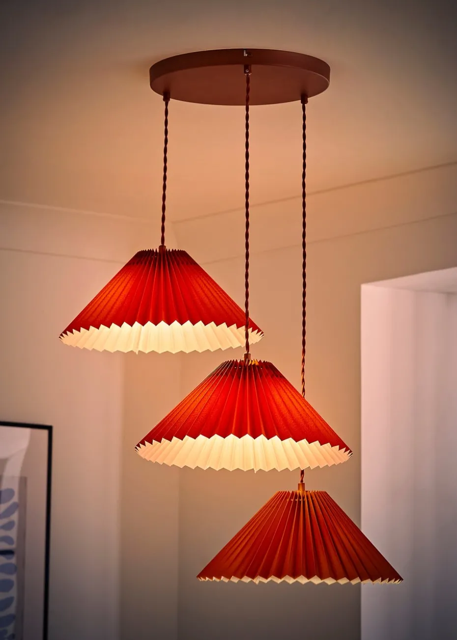 ValueLights Akira Orange Pendant Light with Orange Tapered Shade (111cm x 57cm x 57cm)