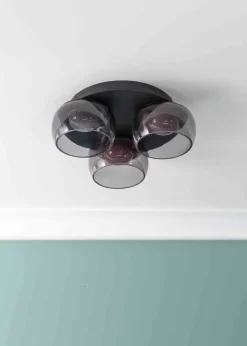 ValueLights Alissa Brushed Black Flush Light with Clear Dome Shade Integrated LED