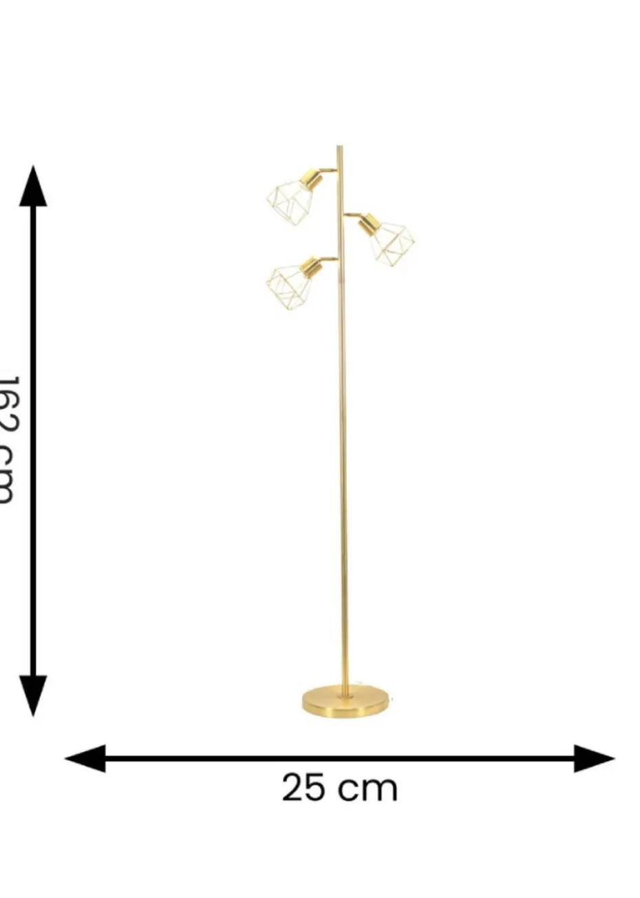 ValueLights Angus Brushed Floor Lamp with Gold Shade (162cm x 25cm x 25cm)