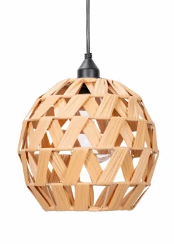 ValueLights Battery Operated Hanging Rattan Ball Pendant Light With Integrated LED's