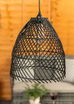 ValueLights Battery Operated Hanging Rattan Pendant Light With Integrated LED's