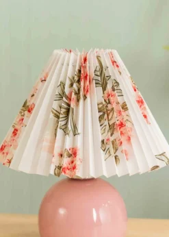 ValueLights Bloom Pink Table Lamp with Multicolour Tapered Shade Integrated LED