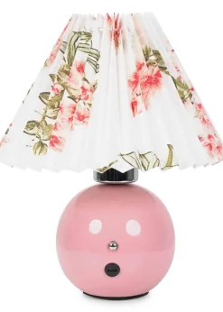 ValueLights Bloom Pink Table Lamp with Multicolour Tapered Shade Integrated LED