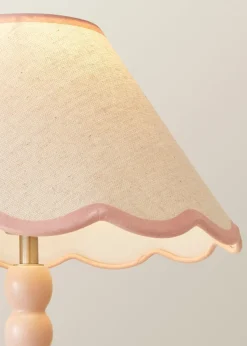 ValueLights Bobbles Painted Pink Table Lamp with Small Tapered Shade