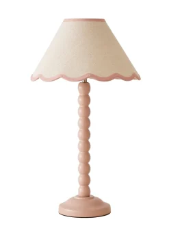 ValueLights Bobbles Painted Pink Table Lamp with Small Tapered Shade