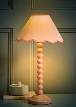 ValueLights Bobbles Painted Pink Table Lamp with Small Tapered Shade