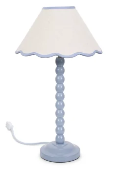 ValueLights Bobbles Painted Blue Table Lamp with Large Tapered Shade
