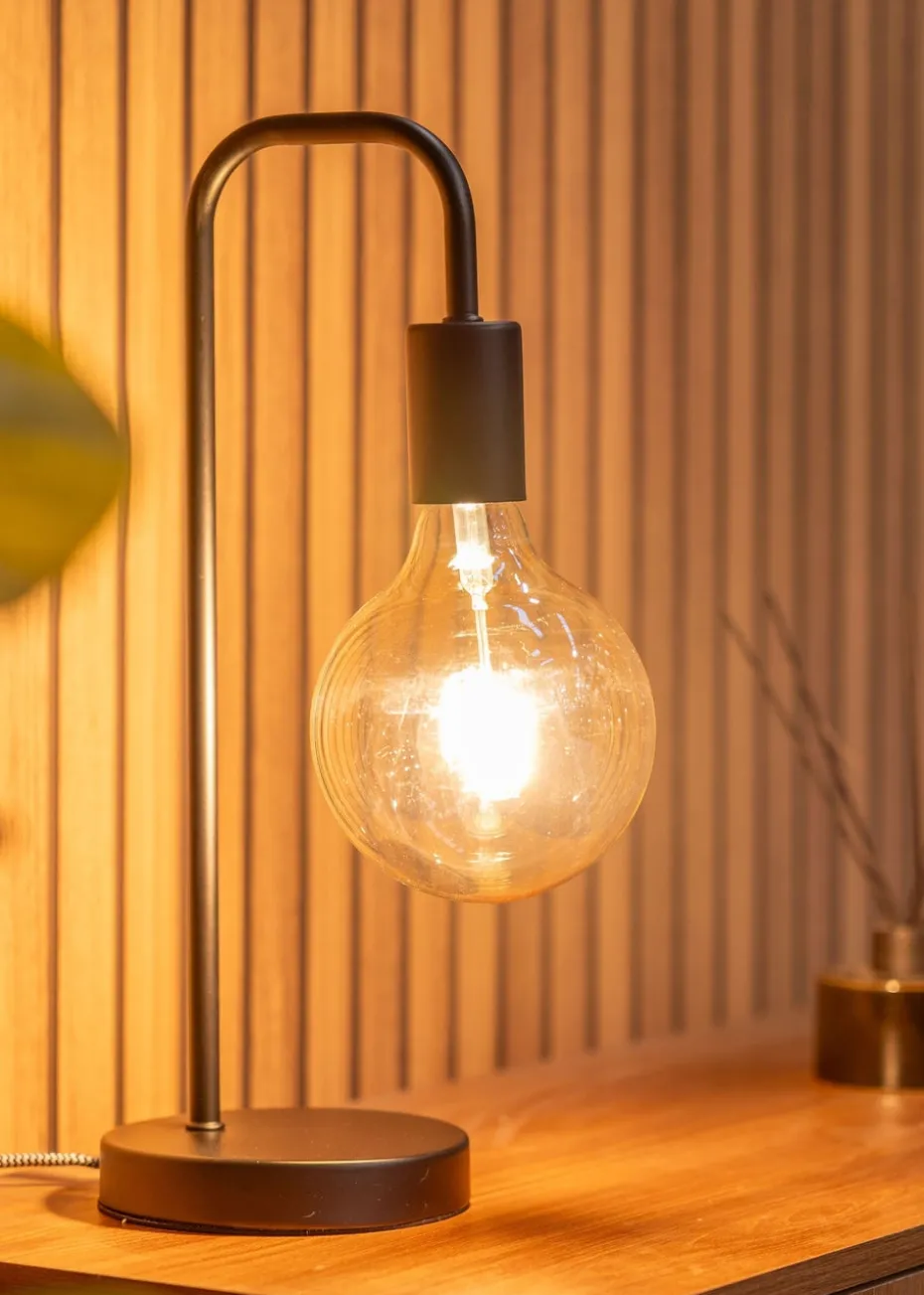 ValueLights Bronx Black Metal Table Lamp (40.5cm x 17cm x 14cm)