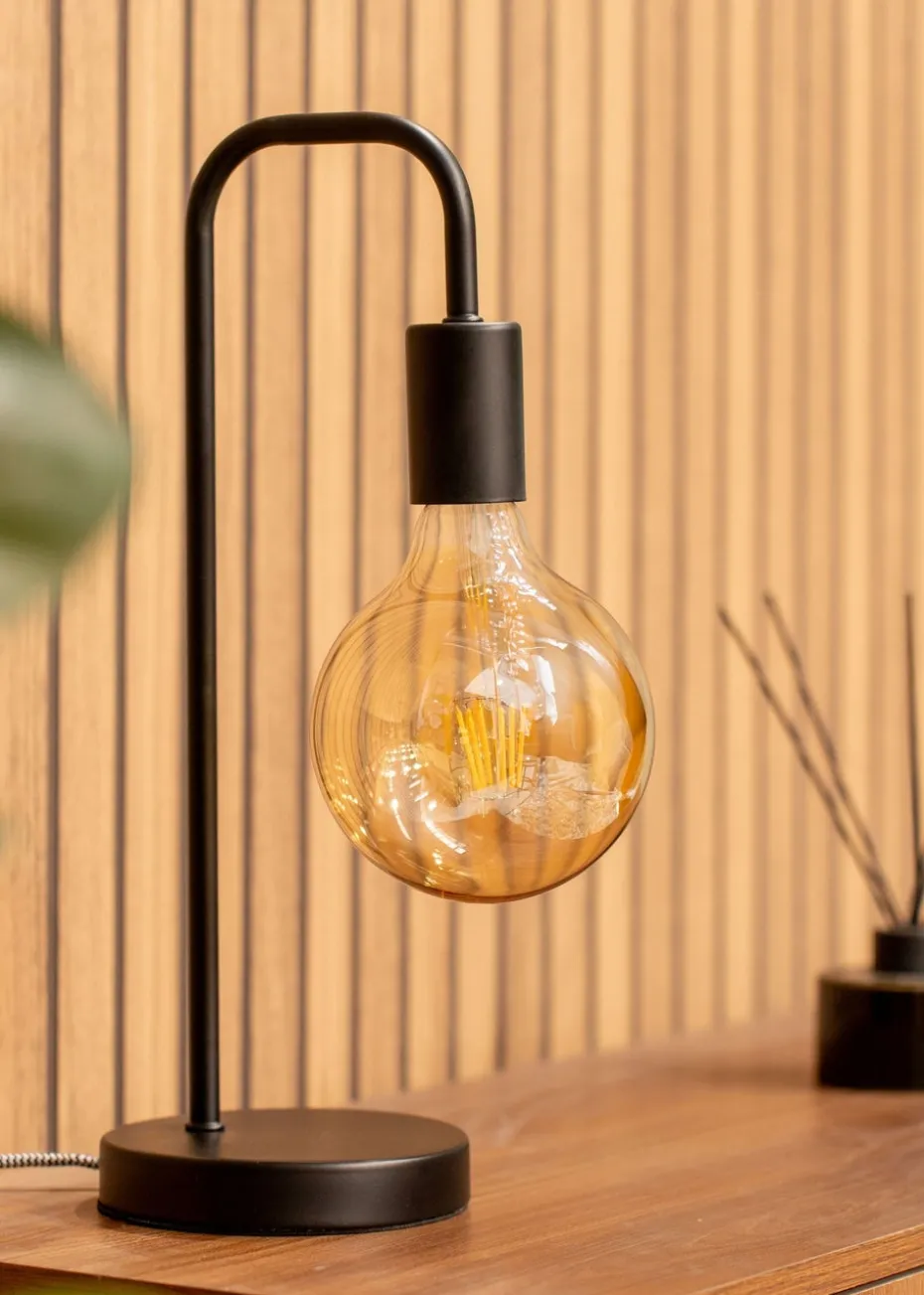 ValueLights Bronx Black Metal Table Lamp (40.5cm x 17cm x 14cm)