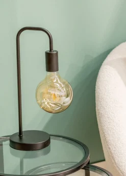 ValueLights Bronx Black Metal Table Lamp (40.5cm x 17cm x 14cm)