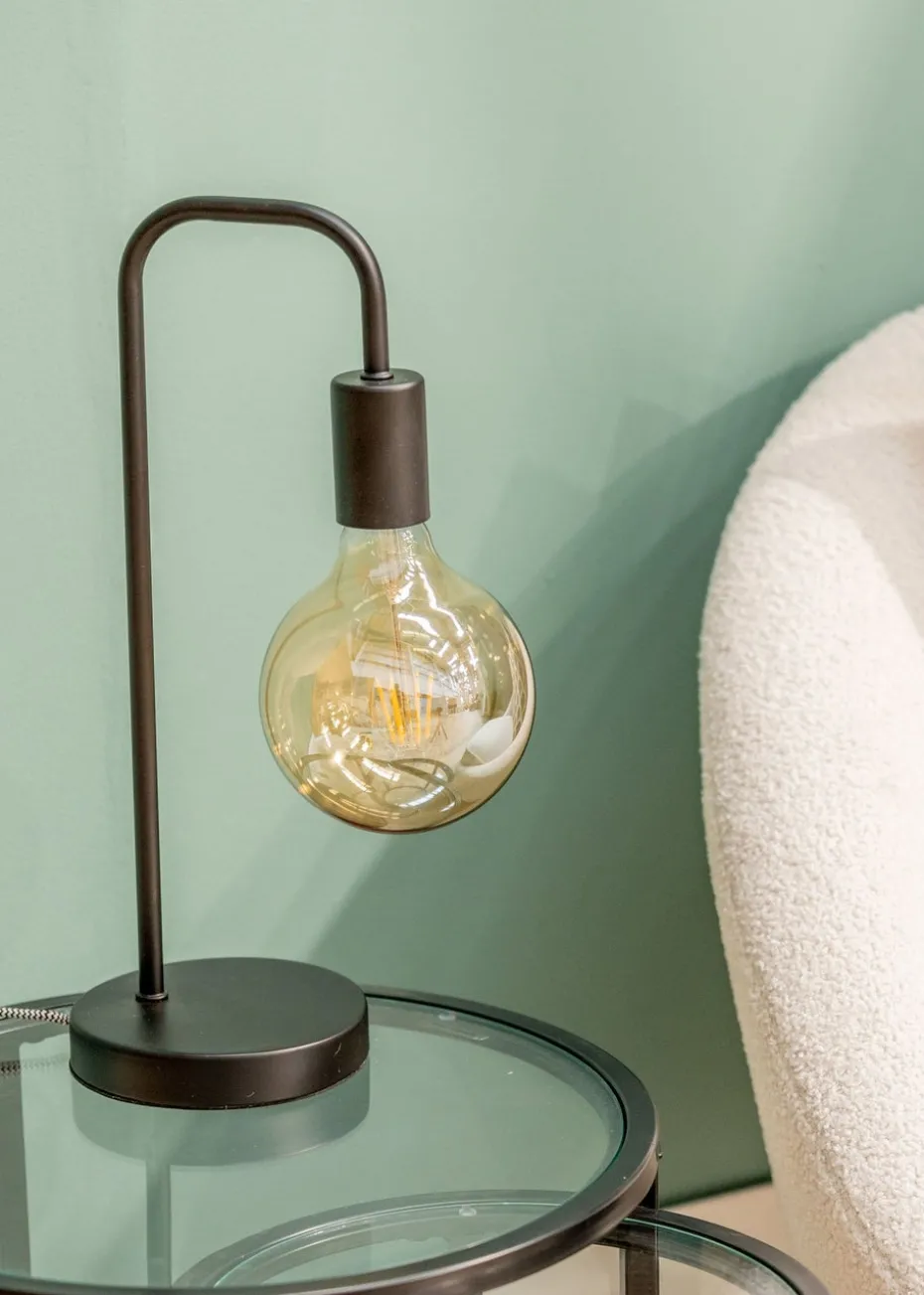 ValueLights Bronx Black Metal Table Lamp (40.5cm x 17cm x 14cm)