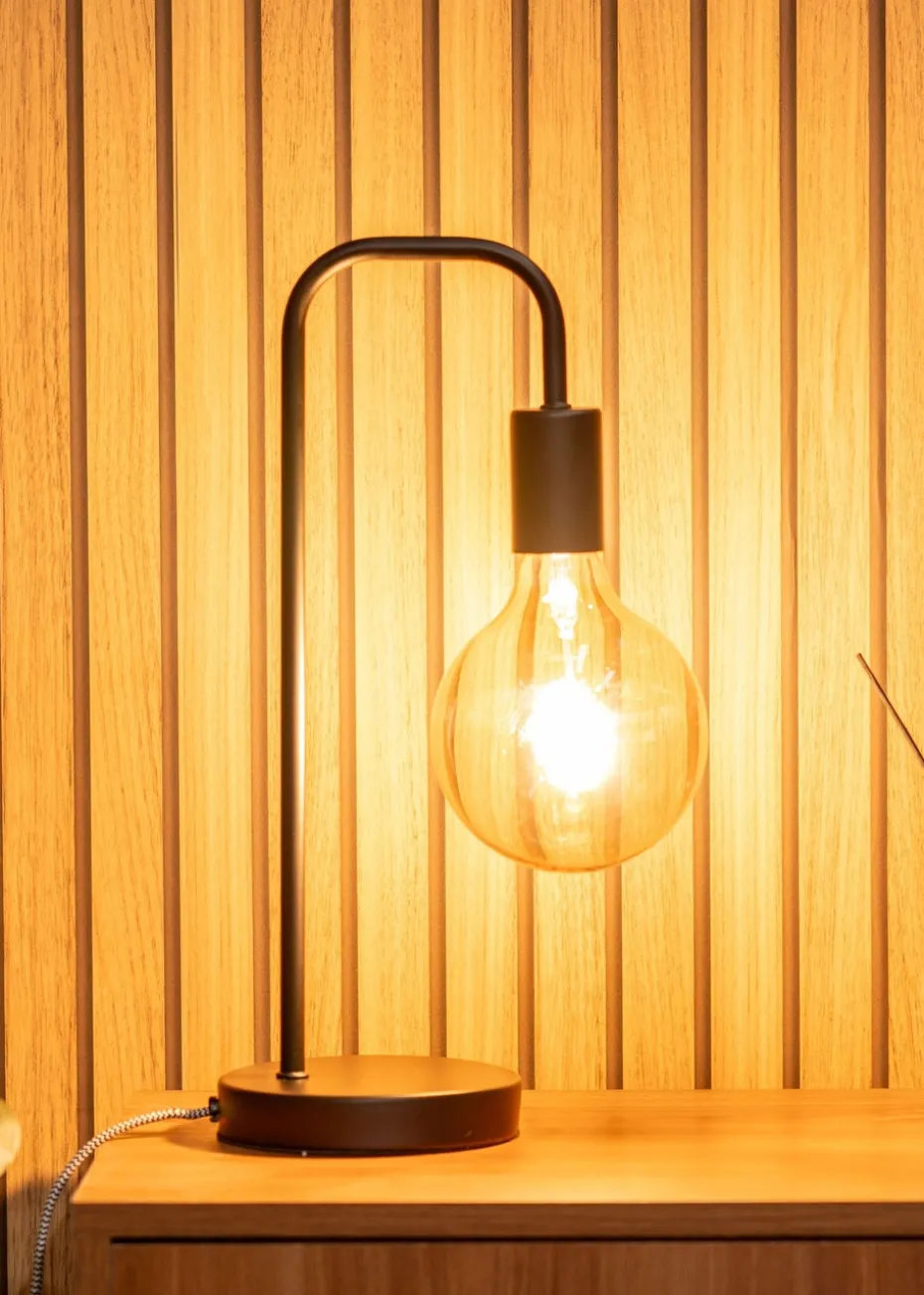 ValueLights Bronx Black Metal Table Lamp (40.5cm x 17cm x 14cm)