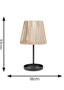 ValueLights Brown Rattan Solar Table Lamp (32cm x 18cm x 18cm)