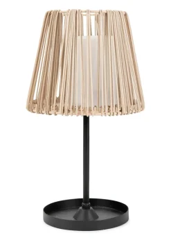 ValueLights Brown Rattan Solar Table Lamp (32cm x 18cm x 18cm)