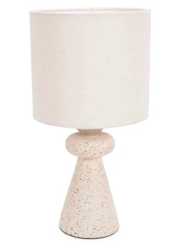 ValueLights Cady Cement Effect Natural Table Lamp with Small Drum Shade
