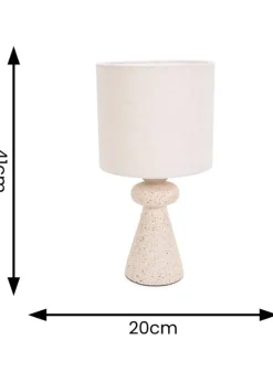 ValueLights Cady Cement Effect Natural Table Lamp with Small Drum Shade
