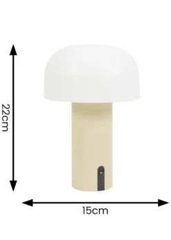 ValueLights Calhoun Natural IP44 LED Rechargeable Mushroom Table Lamp Light