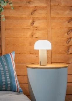 ValueLights Calhoun Natural IP44 LED Rechargeable Mushroom Table Lamp Light