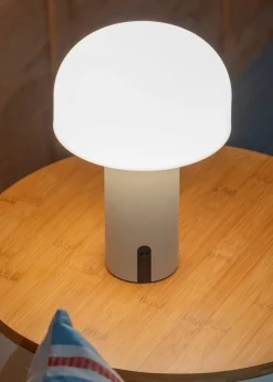 ValueLights Calhoun Natural IP44 LED Rechargeable Mushroom Table Lamp Light