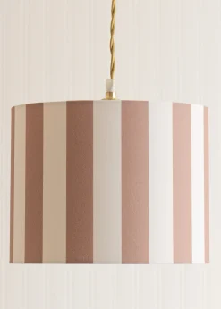 ValueLights Callie Natural & Brown Stripe Large Fabric Drum Lamp Shade