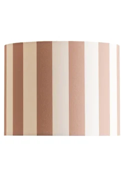 ValueLights Callie Natural & Brown Stripe Small Fabric Drum Lamp Shade