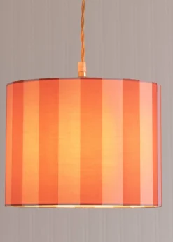 ValueLights Callie Orange & Pink Stripe Small Fabric Drum Lamp Shade