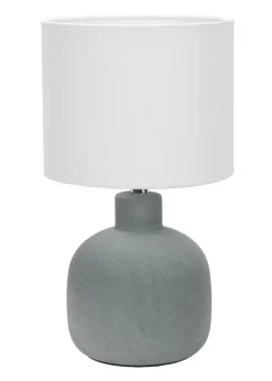 ValueLights Chelsea Natural Linen Shade Hand Finished Sandblast Grey Ceramic Table Lamp