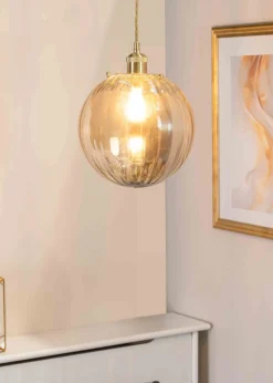ValueLights Chessy Glass Amber Gold Globe Ceiling Pendant Shade