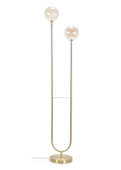 ValueLights Chessy  Gold Floor Lamp with Globe Shade (153cm x 32cm x 23cm)