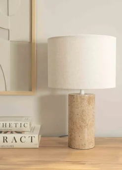 ValueLights Chloe Polished Table Lamp with Small Natural Drum Shade