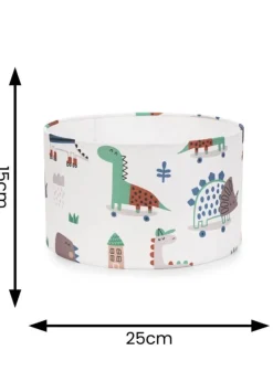 ValueLights Dino Shade Multicolour Drum Ceiling Pendant Lampshade (15cm x 25cm x 25cm)